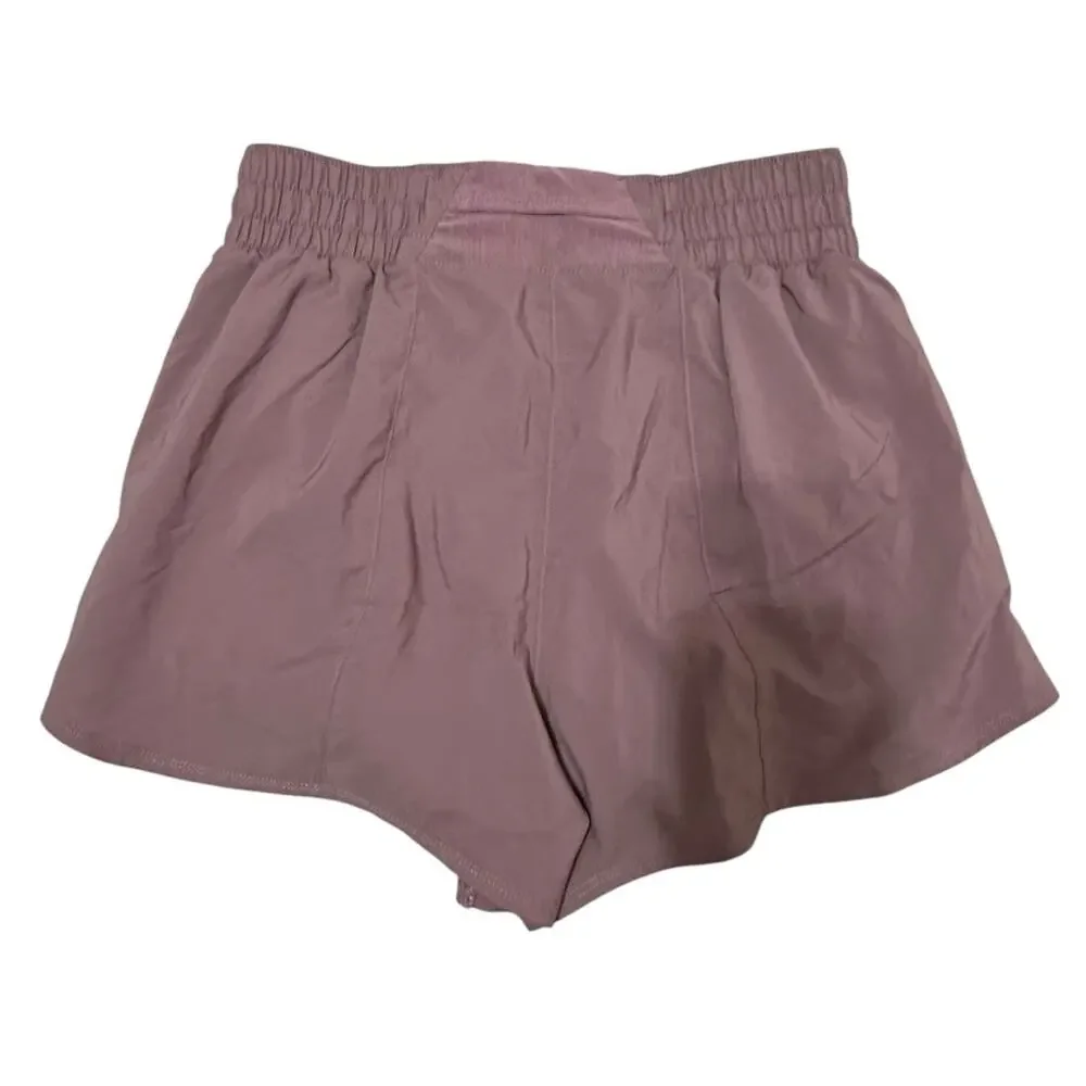 Nike Women's One Dri-FIT Mid-Rise Shorts 3 Smokey Mauve‎ / Reflective Silv S NEW